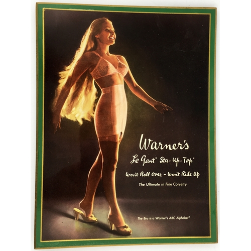 107 - UNDERWEAR STAND UP SHOWCARDS. 12ins tallest. Thick card promoting Warmers Le Gant Sta-Up-Top & anoth... 