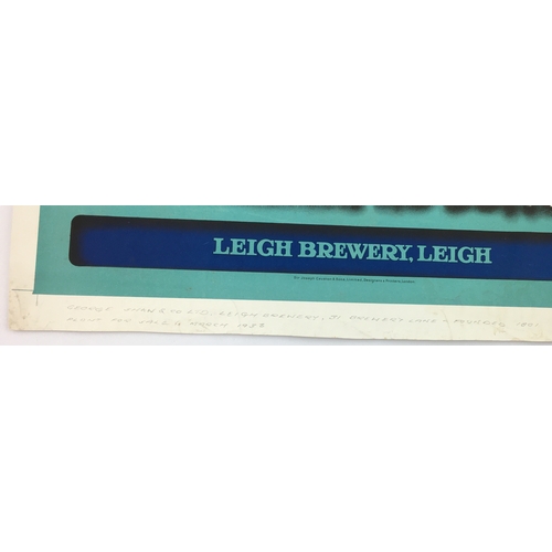 116 - LEIGH BREWERY UNCUT PRINT. 18 x 13ins. Original multicoloured thick paper advert, printers uncut she... 