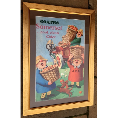 121 - COATES SOMERSET FRAMED POSTER. Frame is 22.5 x 32ins - illustrated here minus frame. Multicoloured a... 