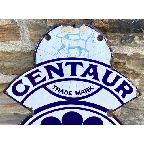 145 - CENTAUR CYCLES CUT OUT ENAMEL SIGN. 30 x 14.8ins. A really fabulous example of a rare. Centaur Cycle... 