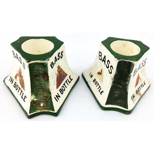 335 - BASS MATCHSTIRKERS & CEREBOS SALTS. Tallest 2.9ins. Pair Minton triangular strikers/ matchholders - ... 