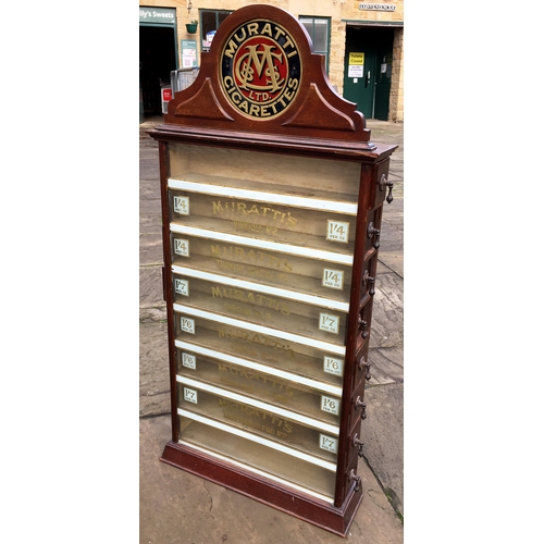 337 - MURATTI CIGARETTES VENDING CABINET. 44 x 21ins. A spectacular and very rare narrow bodied, glass fro... 