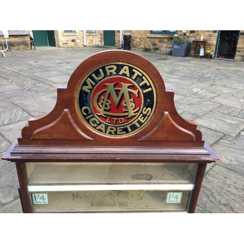 337 - MURATTI CIGARETTES VENDING CABINET. 44 x 21ins. A spectacular and very rare narrow bodied, glass fro... 