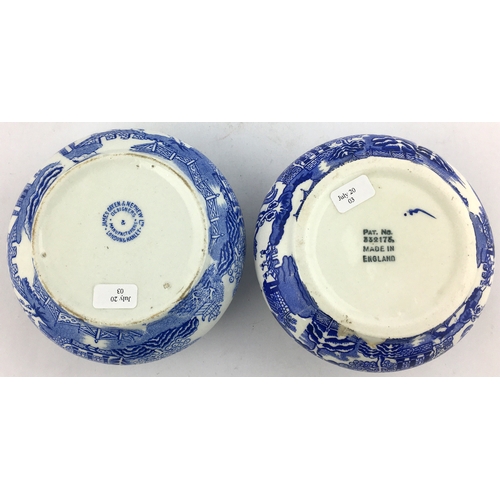 44 - USHERS SCOTCH WHISKY & A & A CRAWFORS SCOTCH WHISKY ASHTRAY DISHES. 4ins diam. Both with blue & whit... 