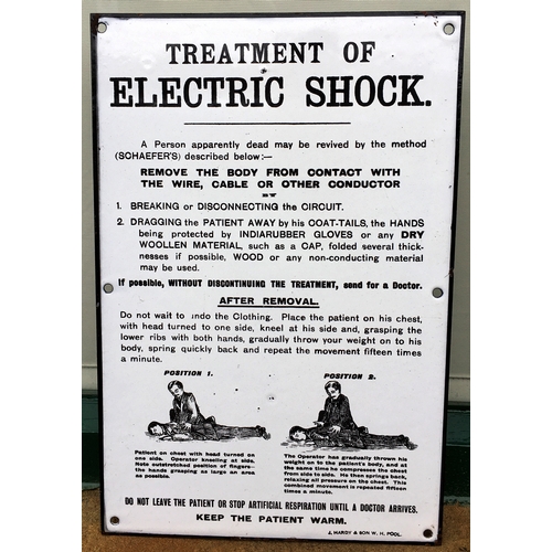 55 - ELECTRIC SHOCK ENAMEL SIGN. 10 x 15ins. An absolutely screaming mint, small size, original sign - on... 