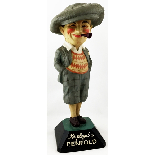 6 - PENFOLD MAN ADVERTISING GOLF FIGURE. 20ins tall. Amusing rubberoid colourful smiling golfer wearing ... 