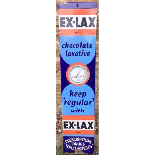 61 - EX-LAX THERMOMETER ENAMEL SIGN. 36 x 8ins. Complete with original Rototherm Thermometer - appears in... 