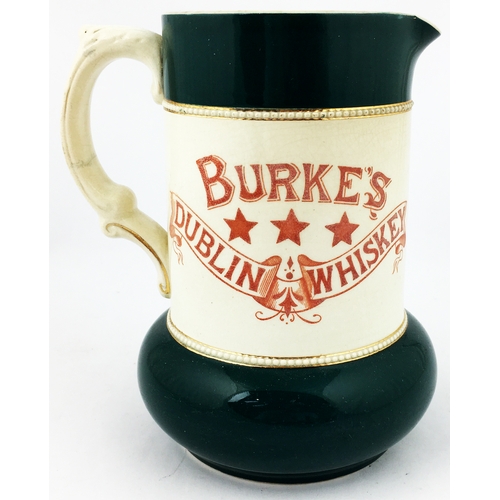 66 - BURKES DUBLIN WHISKY BAR TOP JUG. 6.6ins tall. Straight sided design with bulbous base area, both to... 