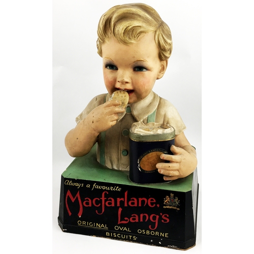 7 - MACFARLANE LANGS BISCUITS ADVERTISING FIGURE. 19ins tall. A very impressive large size shop counter ... 