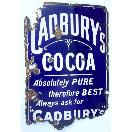 77 - CADBURYâS COCOA ENAMEL SIGN. 36 x 24ins. An early and rare dark background enamel with white lette... 