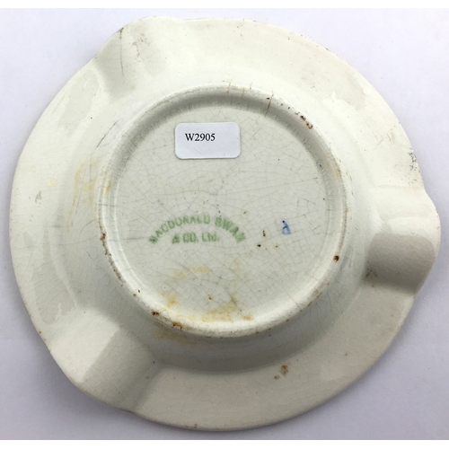 103 - BOOTHS DRY GIN ASHTRAY.  5ins diam. Blue and red print to centre, some gold outer edge remains. Mark... 