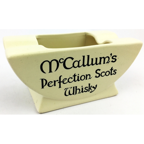 106 - McCALLUMS PERFECTION SCOTS WHISKY ASHTRAY. 4.75 x 2.2 ins rectangle, 2.2ins tall. Cream shapely asht... 