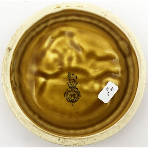 107 - McCALLUMS PERFECTION SCOTS WHISKY ASHTRAY. 4.5ins diam. Shiny coffee coloured glaze, raised central ... 