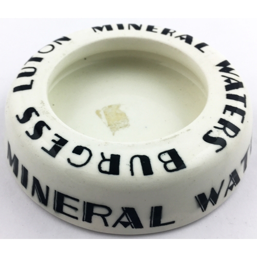 110 - BURGESS LUPTON MINERAL WATERS ASHTRAY. 4.5ins diam. Simple stylish outer lettering in black. Dudson ... 