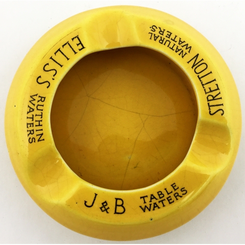 117 - J & B TABLE WATERS ASHTRAY. 4ins diam. Top lettering records Elliss Table Waters & Stretton Natural ... 