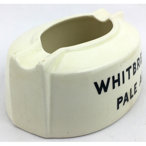 121 - WHITBREAD ASHTRAY. 4.75 x 3ins oval diam. White with black transfer to each long side. Mintons p.m