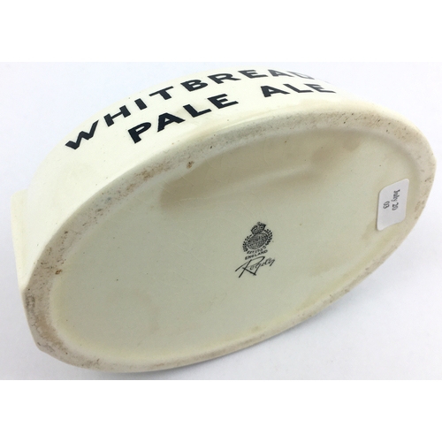 121 - WHITBREAD ASHTRAY. 4.75 x 3ins oval diam. White with black transfer to each long side. Mintons p.m