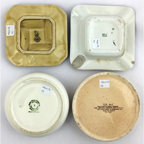 138 - ASHTRAY GROUP. 5ins diam/ square. Various alcohol related ashtrays . Royal Doulton rear transfer to ... 