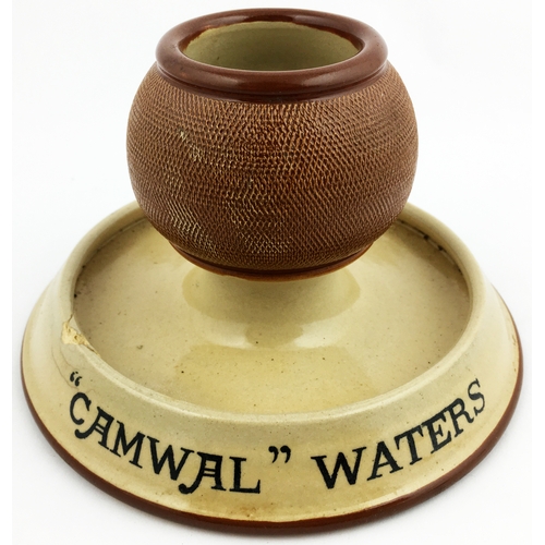 2 - CAMWAL WATERS MATCHSTRIKER ASHTRAY. 4ins tall 6ins diam. Two tone stoneware matchstriker ashtray wit... 