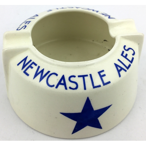 20 - NEWCASTLE ALES. 4.5ins diam. Off white body, blue transfer & blue star to both sides. Mintons base t... 