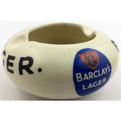 21 - BARCLAYS LAGER  ASHTRAY. 3.5ins diam. Domed shape with Barclays logo and crest to both sides. Rim ha... 