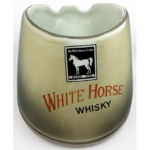 217 - WHITE HORSE WHISKY HORSESHOE HOOF SHAPED ASHTRAY 2.5ins tall. C. 1910 White Horse Whisky hoove shape... 