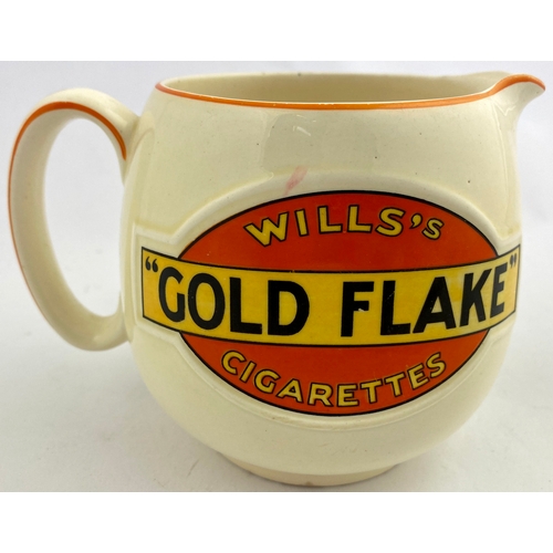 229 - WILLS GOLD FLAKE CIGARETTES BAR TOP JUG. 4.3ins tall. A very stylish/ period 1950âs jug, two side ... 