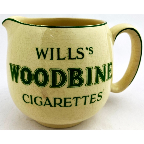 231 - WILLS WOODBINE CIGARETTES BAR TOP JUG. Cream body again, three green lines of letters - different to... 