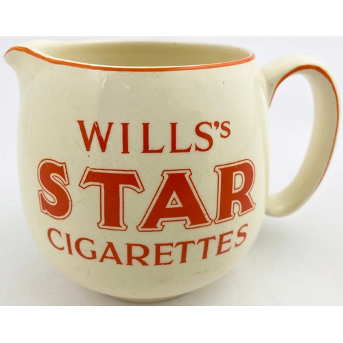 233 - WILLS STAR CIGARETTES BAR TOP JUG. Cream body, three lines orange-red letters - darker than last lot... 