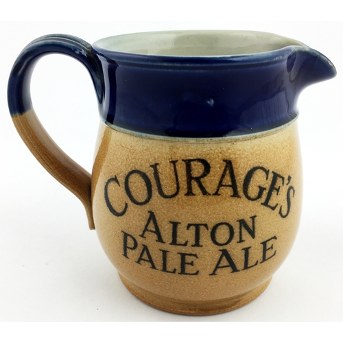 240 - COURAGES ALES & STOUT BAR TOP JUG.  4.7ins tall. Stoneware âclassicâ deep blue top section, lowe... 