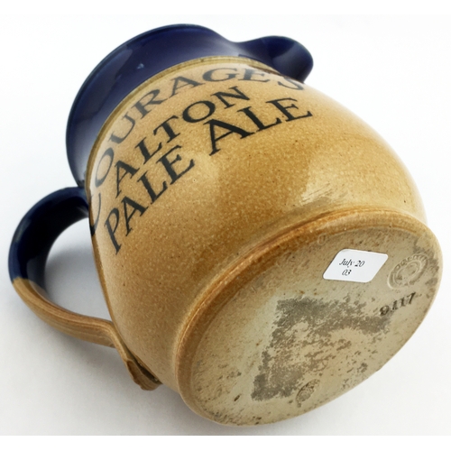 240 - COURAGES ALES & STOUT BAR TOP JUG.  4.7ins tall. Stoneware âclassicâ deep blue top section, lowe... 