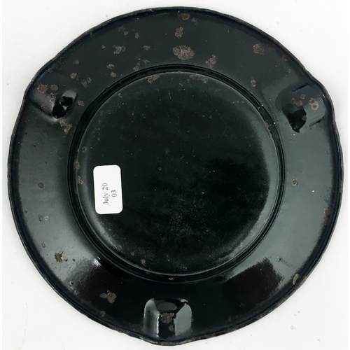 269 - FRIARY ALES & STOUT ENAMELLED ASHTRAY. 5.4ins diam. Black and red lettering around outer rim and red... 