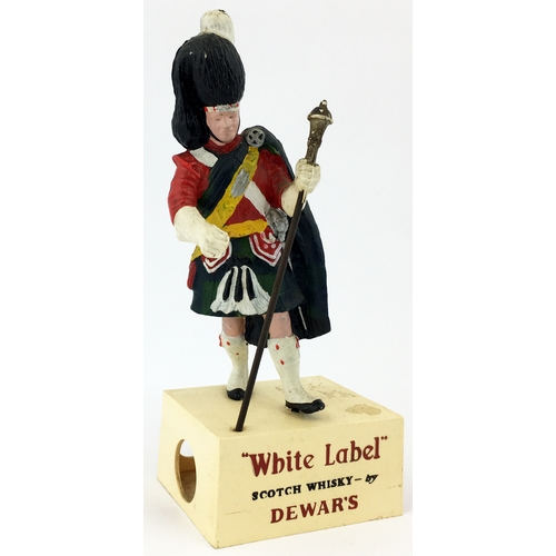 270 - DEWARS SCOTCH WHISKY  BACK BAR ADVERTISING STATUETTES. 9.5ins & 5 ins tall. Full kitted highlander -... 