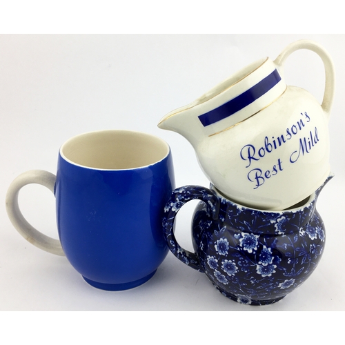 301 - BREWERIANA TRIO. Tallest 4.2ins. 1. Draught Guinness handled mug - blue background, lettering and ha... 