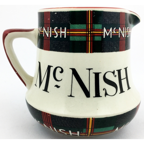 5 - McNISH SCOTCH WHISKY JUG. 4ins tall 3.5ins diam. ttartan pattern to neck & base. Some wear to red to... 