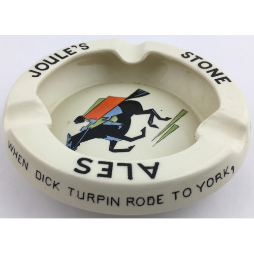 66 - JOULES STONE ALES DICK TURPIN ASHTRAY. 5.5ins diam. Art Deco  style - black outer lettering, coloure... 