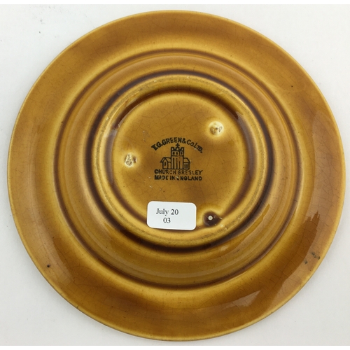 68 - FREMLINS ELEPHANT ALES ASHTRAY. 5.4ins diam Caramel coloured dish, black wording, elephant pict. t.m... 