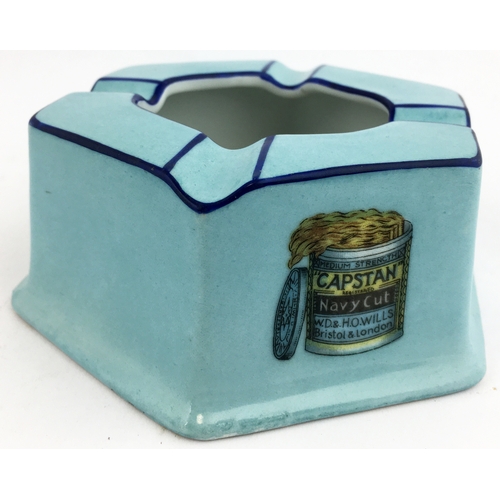 86 - CAPSTAN NAVY CUT CIGARETTES & TOBACCO ASHTRAY. A most unusual hexagonal light blue glazed design, da... 