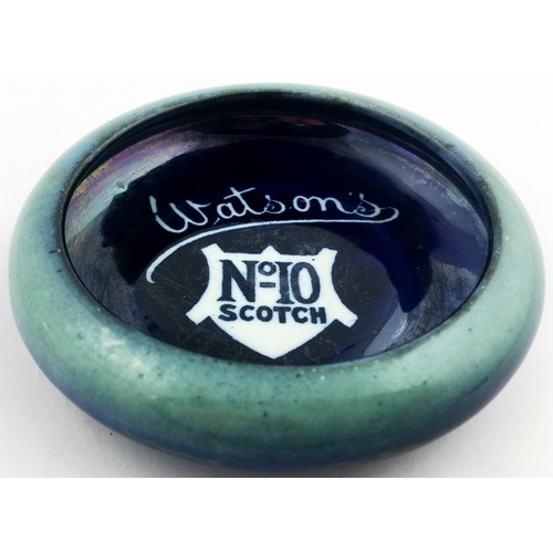 9 - WATSONS No10 SCOTCH ASHTRAY. 4.25ins diam. Blue & teal lustrous glazed dish. Exc. condition. J.A. Wa... 