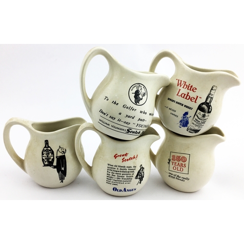 199 - MINIATURE WHISKY JUG GROUP. All 3ins tall. Brand names: William Youngers, White Labels, Langs, Old A... 