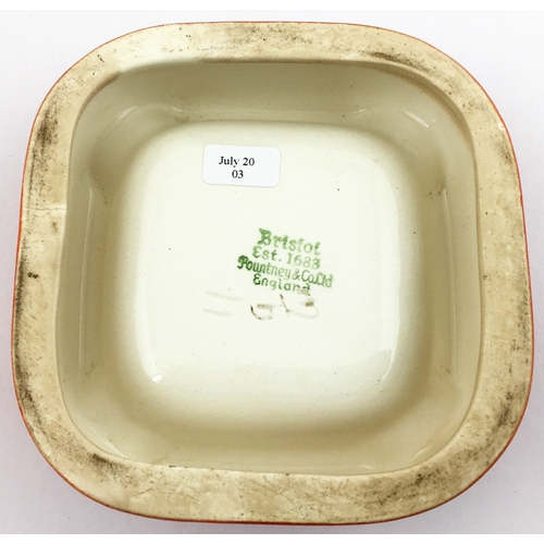 55 - GEORGES BEERS ASHTRAY. 4 x 4ins. Strong red body, black transfer pict. central image, lettering to e... 