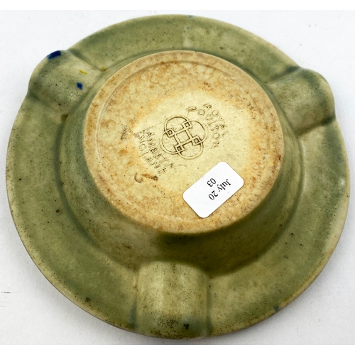 29 - BURROUGHS LONDON DRY GIN ASHTRAY. 4.6ins wide. Another heavy early Doulton Lambeth stoneware piece. ... 