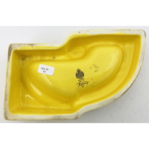 176 - JOHN JAMESON WHISKY ASHTRAY. 6 x 4 ins. Yellow glazed ashtray - black transfer to top and sides, inc... 