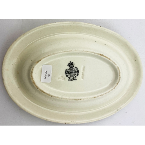 206 - RUTHERFORD & KAY DREADNOUGHT SCOTCH WHISKY ASHTRAY. 6 x 4.2ins. Oval white dish, black and red trans... 