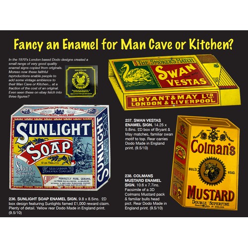 238 - COLMANS MUSTARD ENAMEL SIGN. 10.6 x 7.7ins. Facsimile of a 3D Colmans Mustard pack & familiar bulls ... 