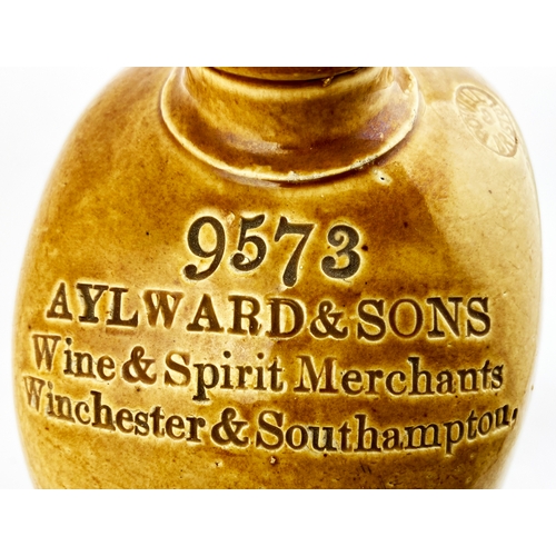 318 - WINCHESTER & SOUTHAMPTON FLAGON. 12ins tall, t.t. Bristol type glaze. Shoulder impressed 9573/ AYLWA... 