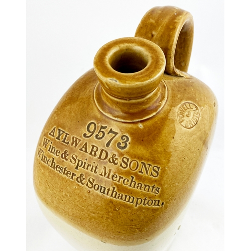 318 - WINCHESTER & SOUTHAMPTON FLAGON. 12ins tall, t.t. Bristol type glaze. Shoulder impressed 9573/ AYLWA... 