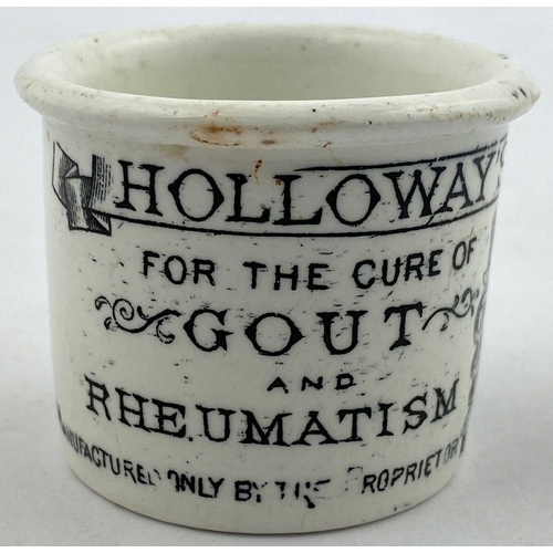 32 - HOLLOWAYS OINTMENT POT. 1.5ins tall. Bright white body with crisply struck black transfer - plenty o... 