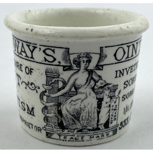 32 - HOLLOWAYS OINTMENT POT. 1.5ins tall. Bright white body with crisply struck black transfer - plenty o... 