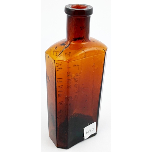 47 - ASTHMA CURE BOTTLE.  5.25ins tall. but seems to have an extra reddish tinge? Rectangular shape with ... 